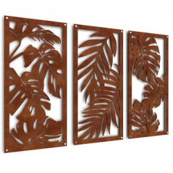 Rusted Tropical Leaves Metal Wall Art Home D Cor 131X81CM - Unexpected Worx