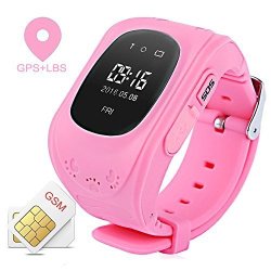 Themoemoe Kids Smart Watch Phone With Gps Tracker For Children Boys Girls Smartwatch With Anti-lost Sos Location Pedometer Smart Wrist Watch For Ios Android Pink