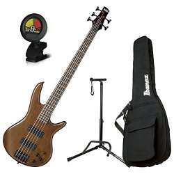 Ibanez GSR205BWNF 5 String Walunt Flat Finish Electric Bass With Gig Bag Stand And Tuner