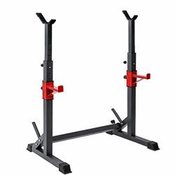 ADJUSTABLE Poropl Barbell Rack Squat Stand Sturdy Steel Holder Station Gym Weight Bench Press Max Load 550LBS For Home Gym