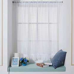 Lingery 1PC Fashion Window Curtains With Lace Lattice Solid Color Window Treatment Panels Door Drape L X W : 100140CM White