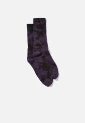 Retro Ribbed Socks - Purple Black Tie Dye