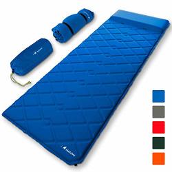 Mallome Sleeping Pad Camping Air Mattress - Self Inflating Mat Bed For Backpacking Adults - Inflatable Ultralight Insulated Soft Foam Sleep Gear - Lightweight