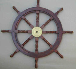 Nautical Ships Steering Wheel Rosewood & Brass 106cm