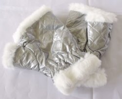 Silver Fur Lined Fingerless Gloves