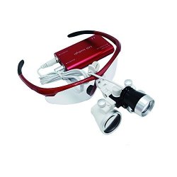 Doc.royal Colorful Surgical Binocular Loupes Optical Glass Loupe 3.5X420MM With LED Head Light Lamp Red