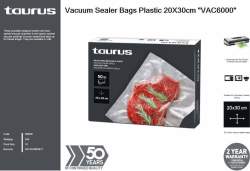 Taurus Vacuum Sealer Bags Plastic 20X30CM "VAC6000