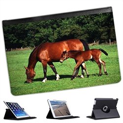Mare With Foal Horse For Apple Ipad MINI Ipad MINI 2 Ipad MINI Retina Ipad MINI 3 Faux Leather Folio Presenter Case Cover Bag With Stand Capability