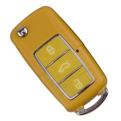 Beler 3 Buttons Remote Key Case Fob Shell Fit For Vw Volkswagen Bora Beetle Golf Polo Passat Yellow