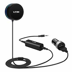 Vtin Bluetooth Car Kit Bluetooth Receiver For Hands-free Wireless Talking & Music Streaming Bluetoth Aux Adapter With Dual Port USB Car Charger And Ground