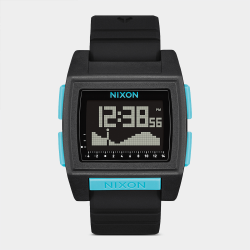 Nixon Men&apos S Base Tide Pro All Black & Blue Digital Silicone Watch