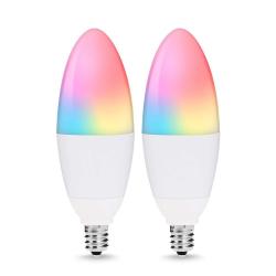Lohas Smart Light Bulb Candelabra LED E12 Wi-fi Control Light Rgb Multicolor Candle LED Bulbs Decorative 40W Equivalent Color Changing Lighting Co