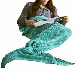 Adarl Christmas Knitted Throw Blanket Cozy Mermaid Tail Blanket Handmade Living Room Sleeping Bag For Kids Adult A1 71X35.5INCH
