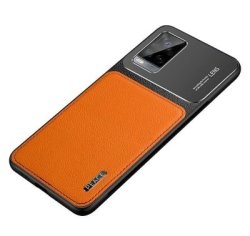 For Vivo S7 Frosted Metal + Leather Texture Protective Case Orange
