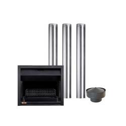 700 Open Wood Fireplace Kit Built-in Galvanised Flue Pipes 68M