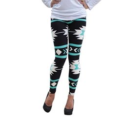 Hattfart Women Girl Leggings Skinny Geometric Print Stretchy Pants Leggings Active Yoga Pants L