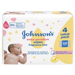 Johnsons Johnson's Baby Wipes Extra Sensitive 4 Value Pack 244 Wipes