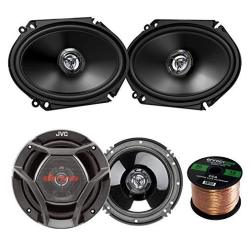 Car Speaker Package Of 2X Jvc CS-DR6820 300-WATT 6X8" Inch 2-WAY Vehicle Stereo Coaxial Speakers Bundle Combo With 2X Cs