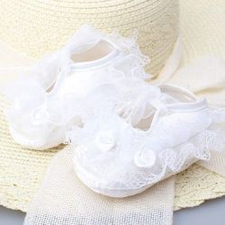 Pre-walker Rosebud Shoes - White - Perfect For Weddings christenings 0- 3 Months