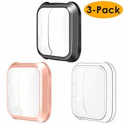 Nanw Screen Protector Compatible With Fitbit Versa Lite Edition 3-PACK Not For Fit Bit Versa All-around Smartwatch Screen Protective Screen Case Bumper Cover Saver