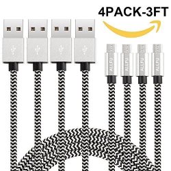 Micro USB Cable Allfu 4PACK 3FT Android Charger Cables Micro USB Charging Cable Cord For Samsung Galaxy S7 EDGE S6 S5 S4 Note 5 4 3 Htc LG Nexus
