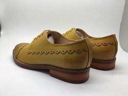 Yinzo Genuine Leather Ruffled Bullock Womens Shoes - Yellow 6