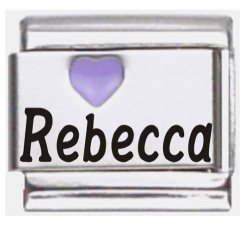 Rebecca Purple Heart Laser Name Italian Charm Link