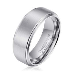 Men's Brushed Silver Tungsten Ring OY-R-101 - 15