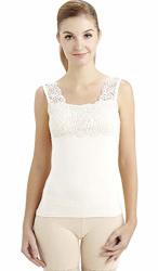 Anny Women's And Junior's Square Neck Stretch Lace Tank Top Camisole White