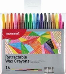 Monami Retractable Wax Crayons Pack Of 16 Colours