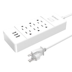 Orico 6 Outlet Power Strip Surge Protector With USB 3 Charging Ports 15W Built-in 5 Ft Cord Maximum Output Of 1875W 1700J
