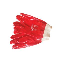 Glove - Pvc - Knit Wrist - Red - 27CM - 6 Pack
