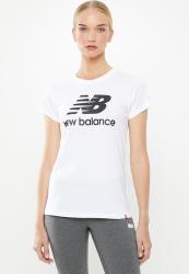 New Balance Essential Stacked Logo Tee - White