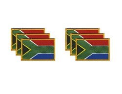 Flags Georgia LLC Pack Of 6 South Africa Flag Patches 3.50" X 2.25" South African Embroidered Iron On Or Sew On Flag Patch Emblem