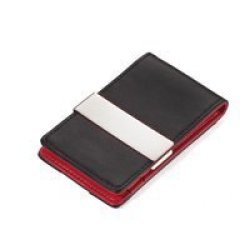 - Rfid Shielding Credit Card Case With Money Clip - Black & Red