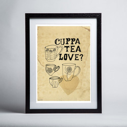 Sweet William A2 Black Framed Cuppa Tea Love 2 Print