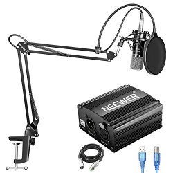 Neewer NW-700 Condenser Microphone Kit With USB 48V Phantom Power Supply NW-35 Suspension Scissor Arm Stand Shock Mount Pop Filter For Home Studio Recording