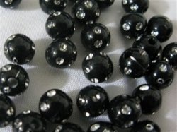 Catholic - 6mm Black Silver Pitted Acrylic Bead 60 Rosary