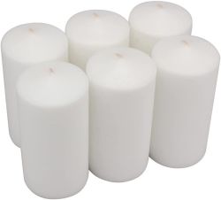 White Wax Unscented Candle 6 Pack