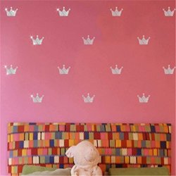Rurah Cute Princess Crown Wall Stickers Diy Decals Baby Kids Girls Nursery Room Decorations Flash Silver