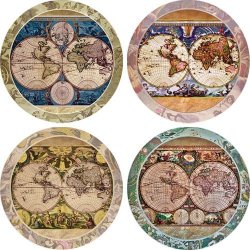 Coasterstone AS285 Absorbent Coasters 4-1 4-INCH "old World Maps" Set Of 4