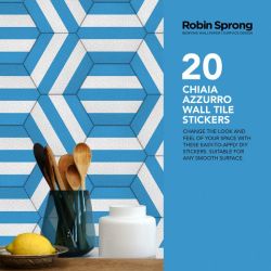 Robin Sprong Pack Of 20 15 X 15 Cm Chiaia Azzurro Wall Tile Stickers