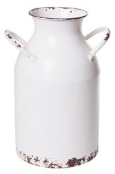 OLD Fashioned Vintage Milk Can Watering Jug Home Decor Rustic Cream Finish Large 13-INCH