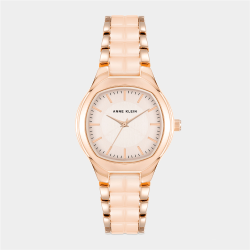 Anne Klein Women&apos S Rose Gold Plated & Light Pink Ceramic Bracelet Watch
