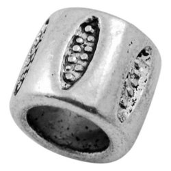 Alloy Large Hole Beads Barrel Antique Silver 9MM Wide Hole 6MM Bulk Price Available