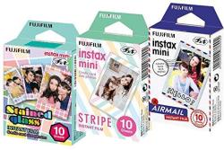 Fuji Instax MINI Stained Glass Stripe And Airmail Films MINI 8 50S MINI 90 MINI 25 Pack Of 3