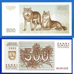 Lithuania 500 Talonas 1993 Unc Litu Animal Litas Europe Banknote