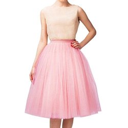 Wedding Planning Women's A Line Short Knee Length Tutu Tulle Prom Party Skirt Xx-large Pink