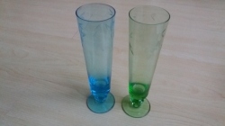 Tall Green blue Stem Glasses