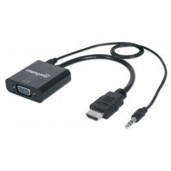 Manhattan HDMI To VGA Converter - HDMI Male To VGA Female With Audio In Black